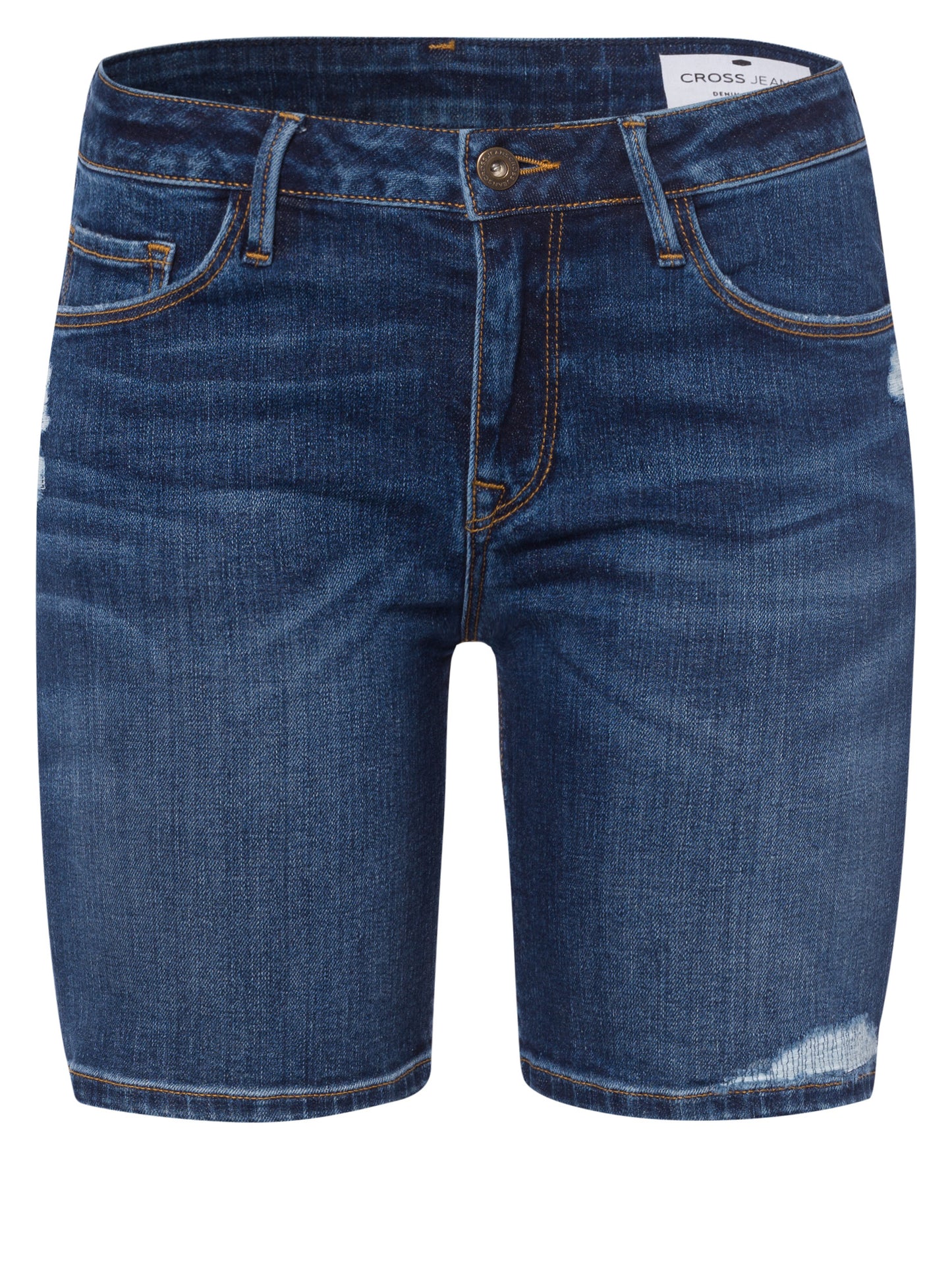 Zena Damen Jeans Slim Shorts dunkelblau