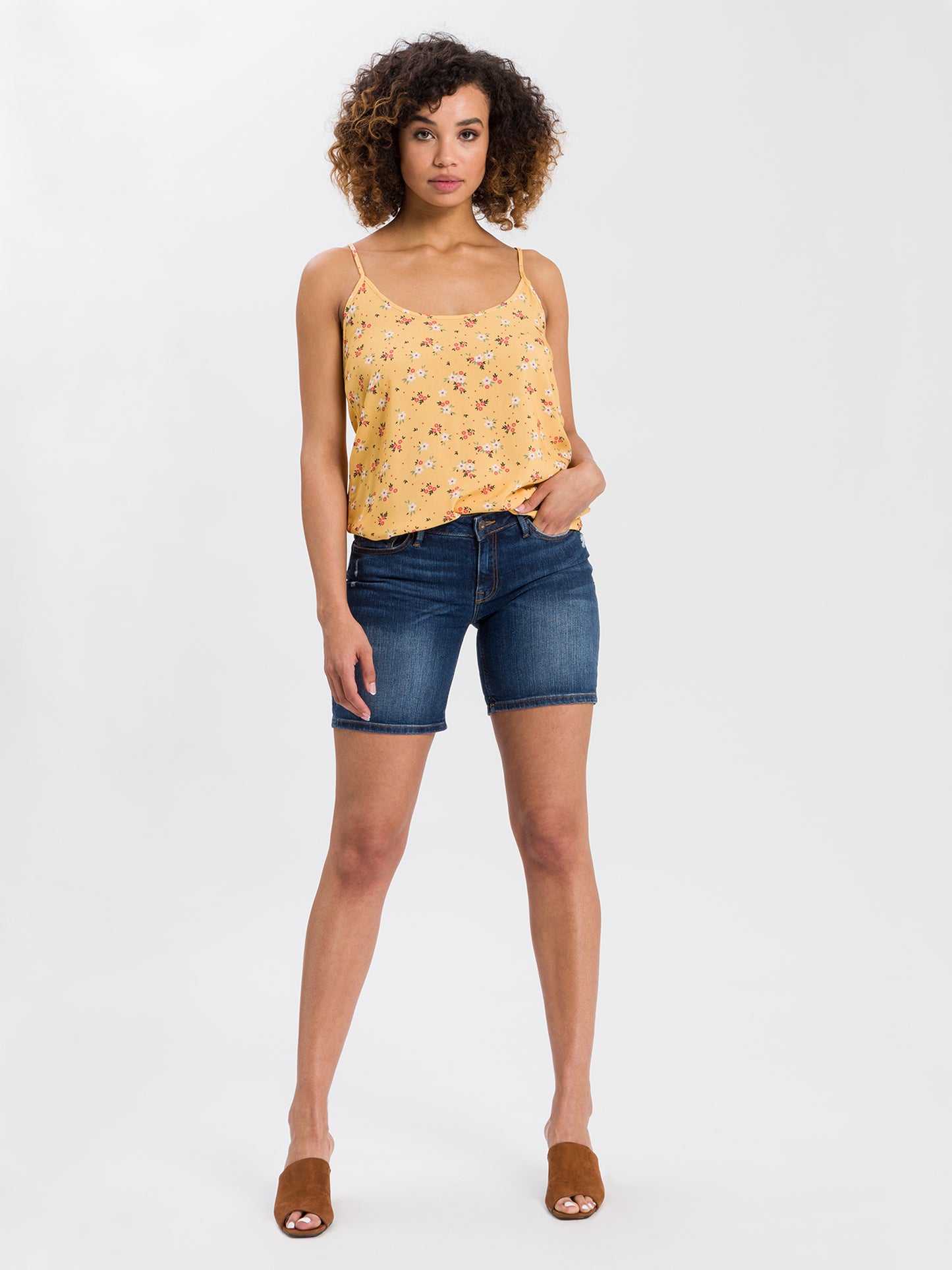 Zena Damen Jeans Slim Shorts dunkelblau