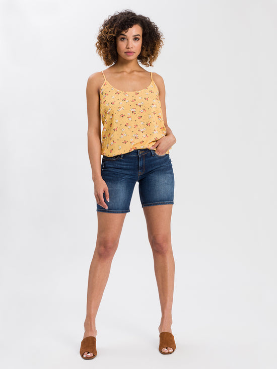 Zena Damen Jeans Slim Shorts dunkelblau