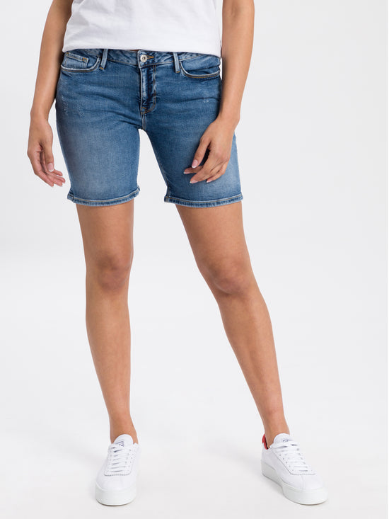 Zena women's jeans slim shorts medium blue