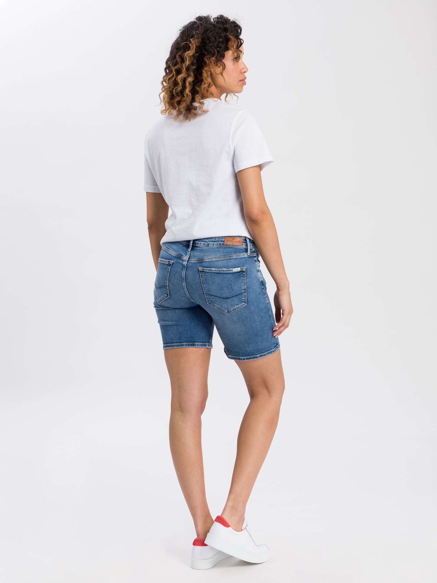 Zena Damen Jeans Slim Shorts mittel blau