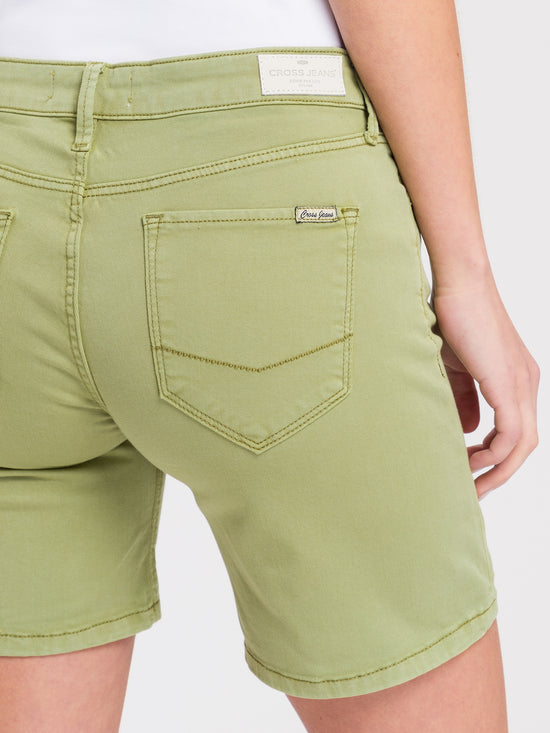 Zena Damen Jeans-Shorts Slim Fit olivegrün