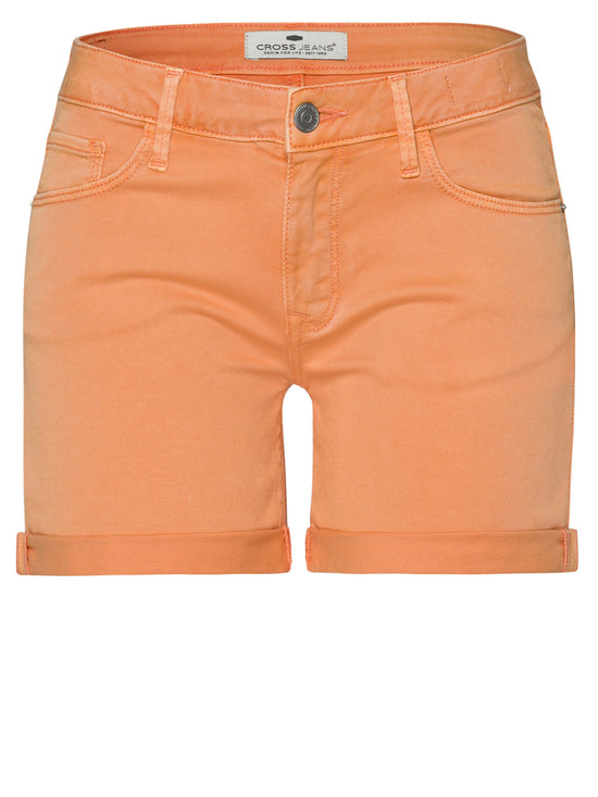 Zena Damen Jeans Slim Shorts orange