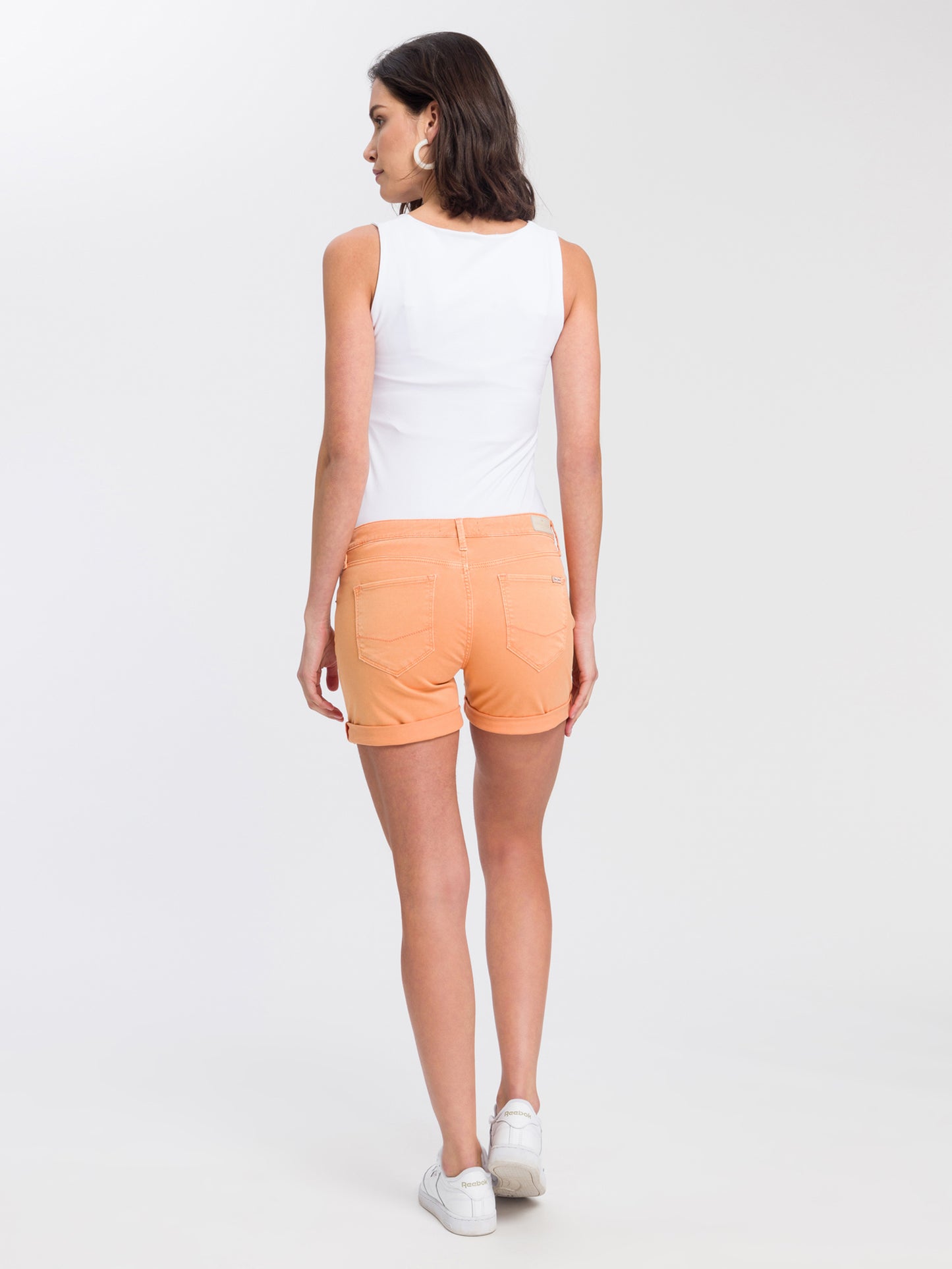 Zena Damen Jeans Slim Shorts orange
