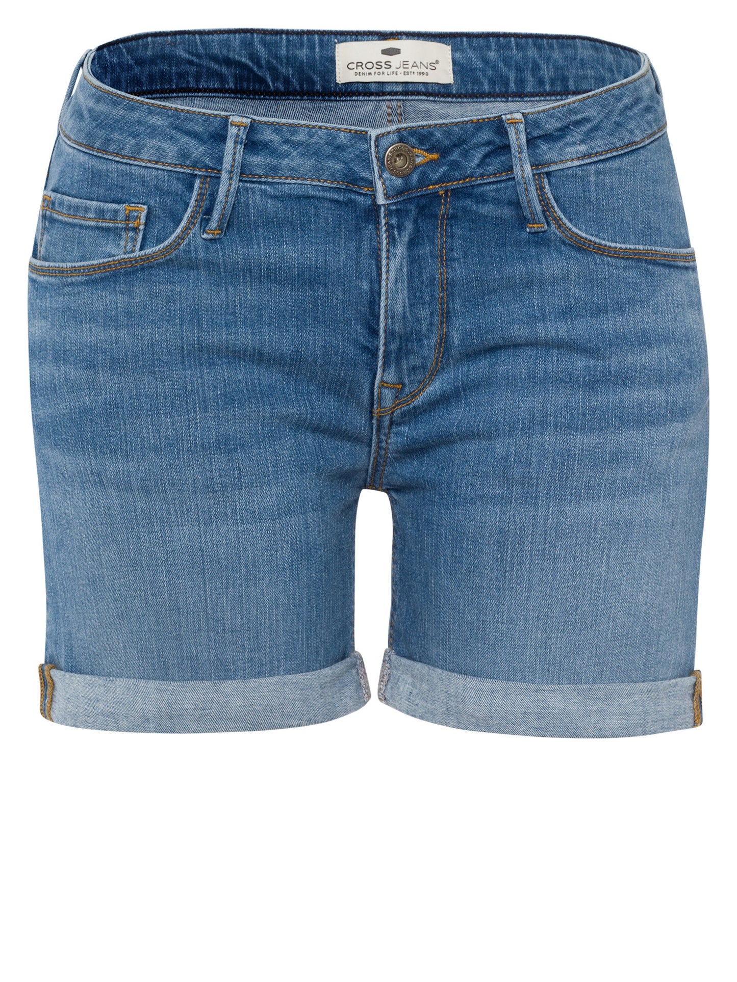 Zena Damen Jeans Slim Shorts helles mittelblau