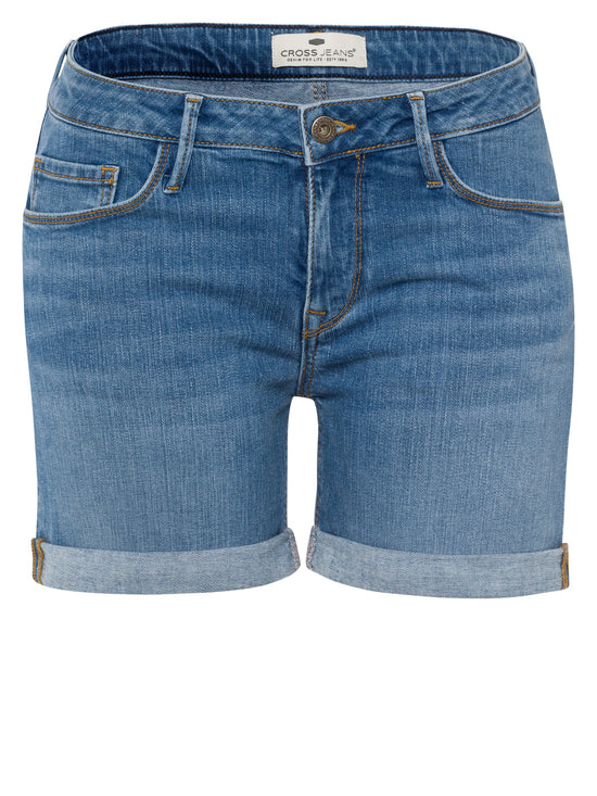 Zena Damen Jeans-Shorts Slim Fit hellblau.