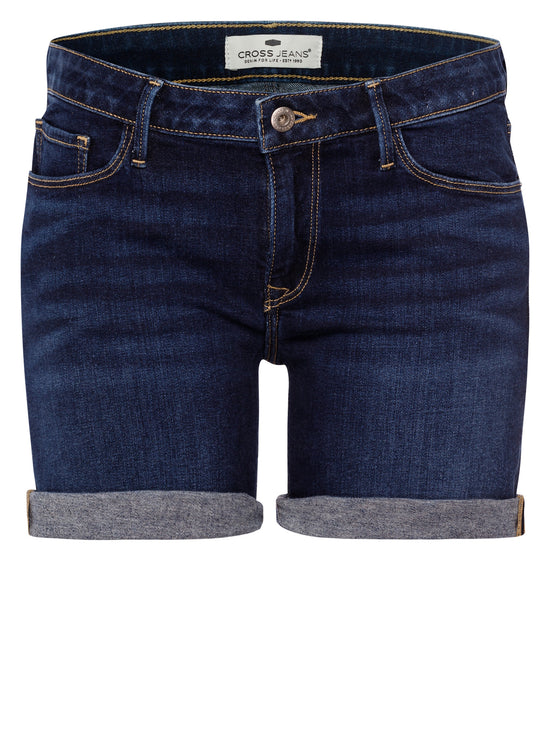 Zena women's denim shorts slim fit dark blue