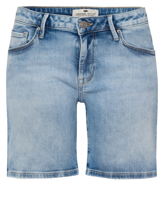 Zena Damen Jeans-Shorts Slim Fit hellblau.