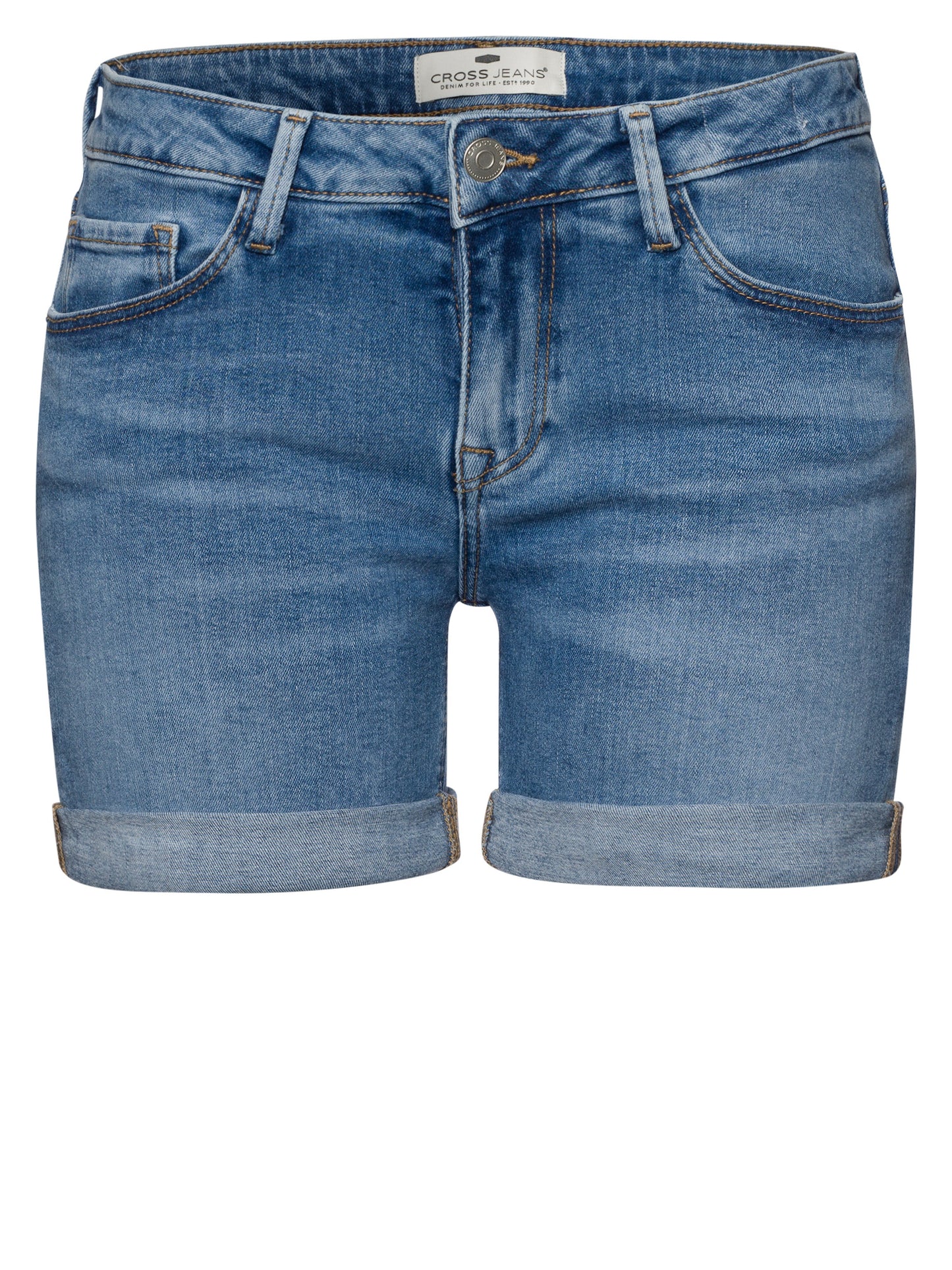 Zena Damen Jeans Slim Shorts helles mittelblau