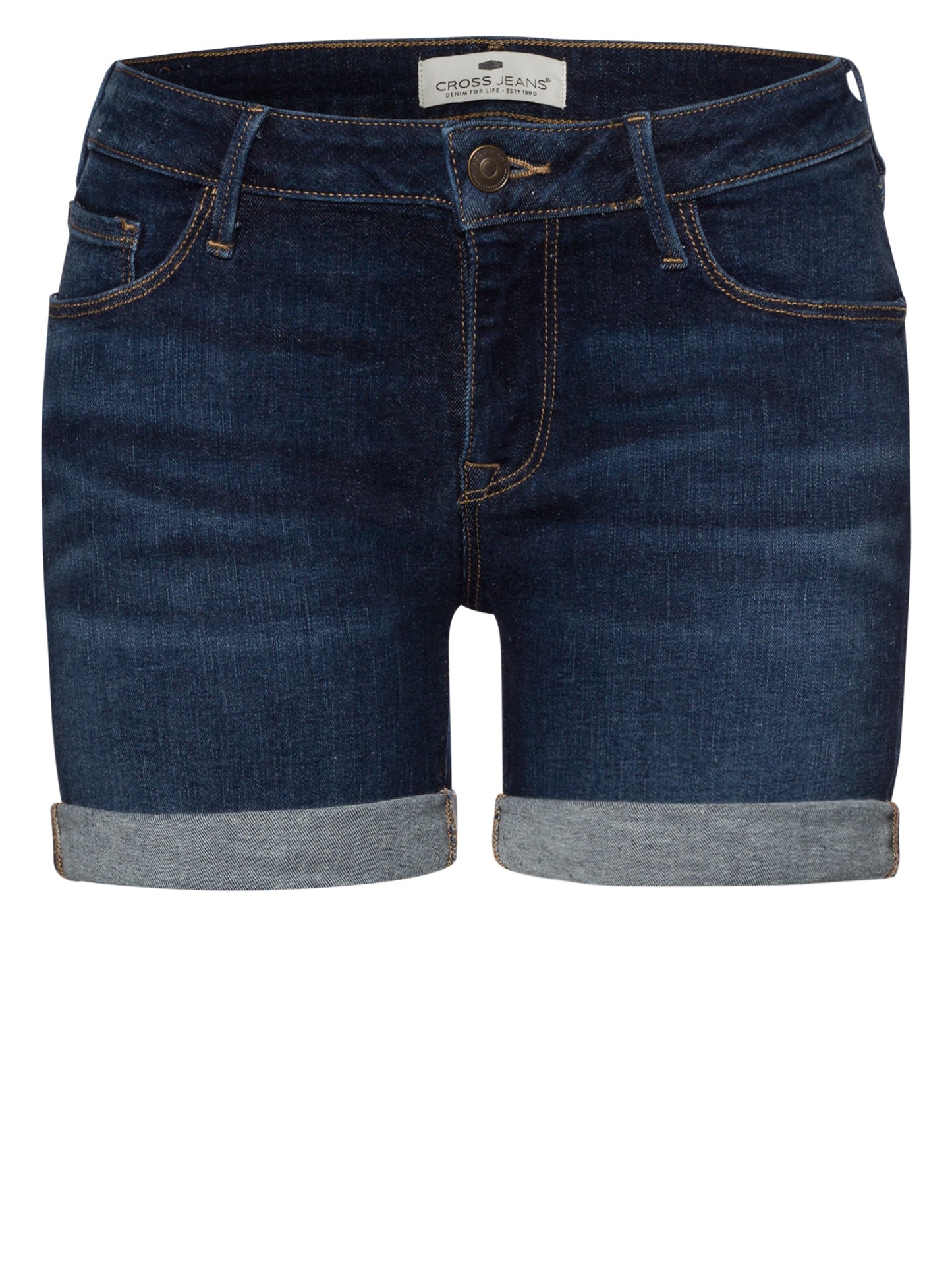 Zena Damen Jeans Slim Shorts dunkelblau
