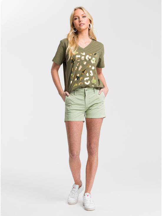 Arya Damen Jeans Shorts grün