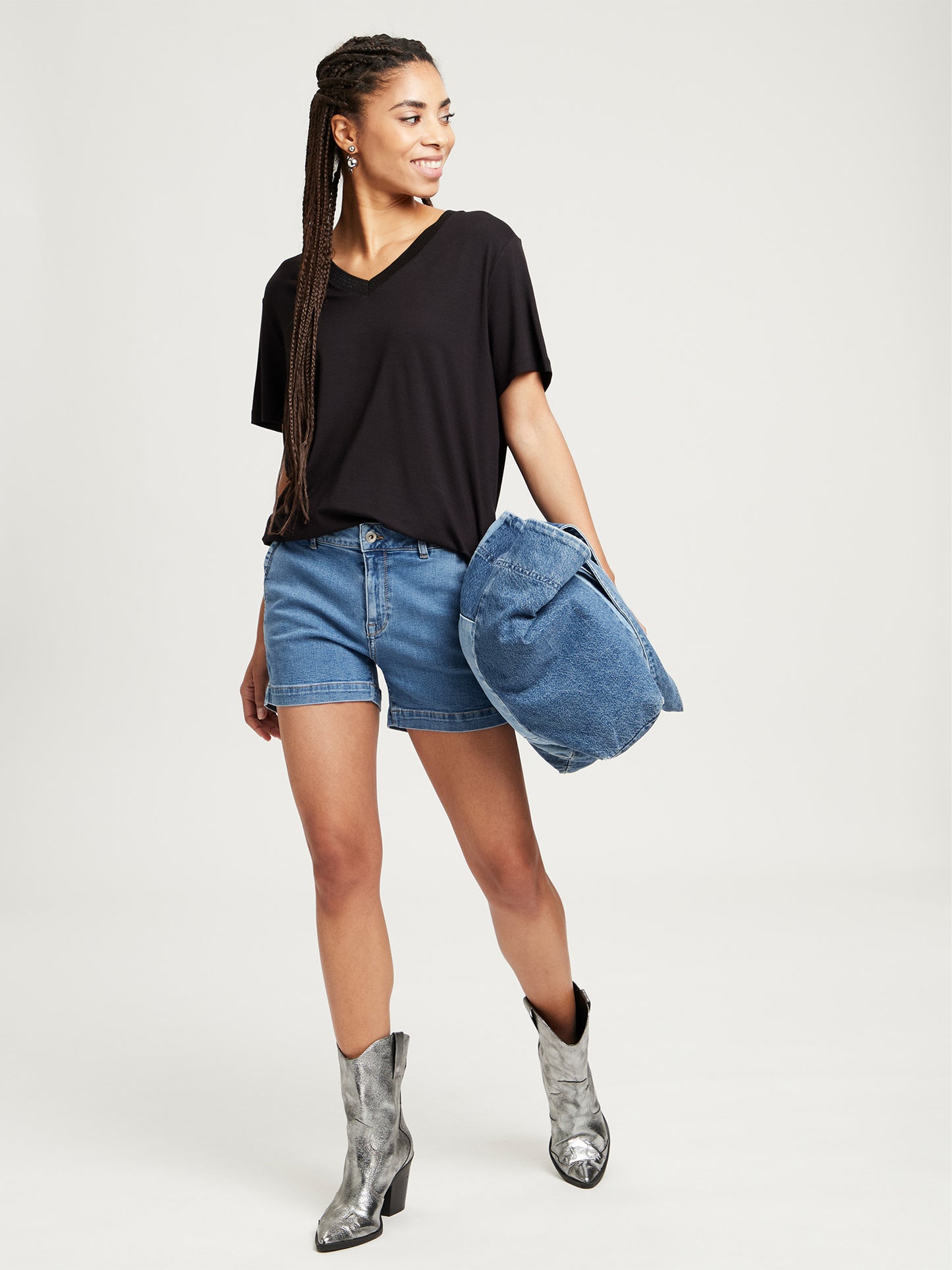 Arya Damen Chino-Shorts Regular Fit blau