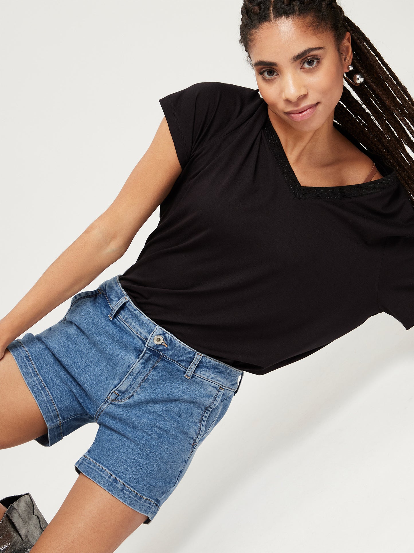 Arya Damen Chino-Shorts Regular Fit blau