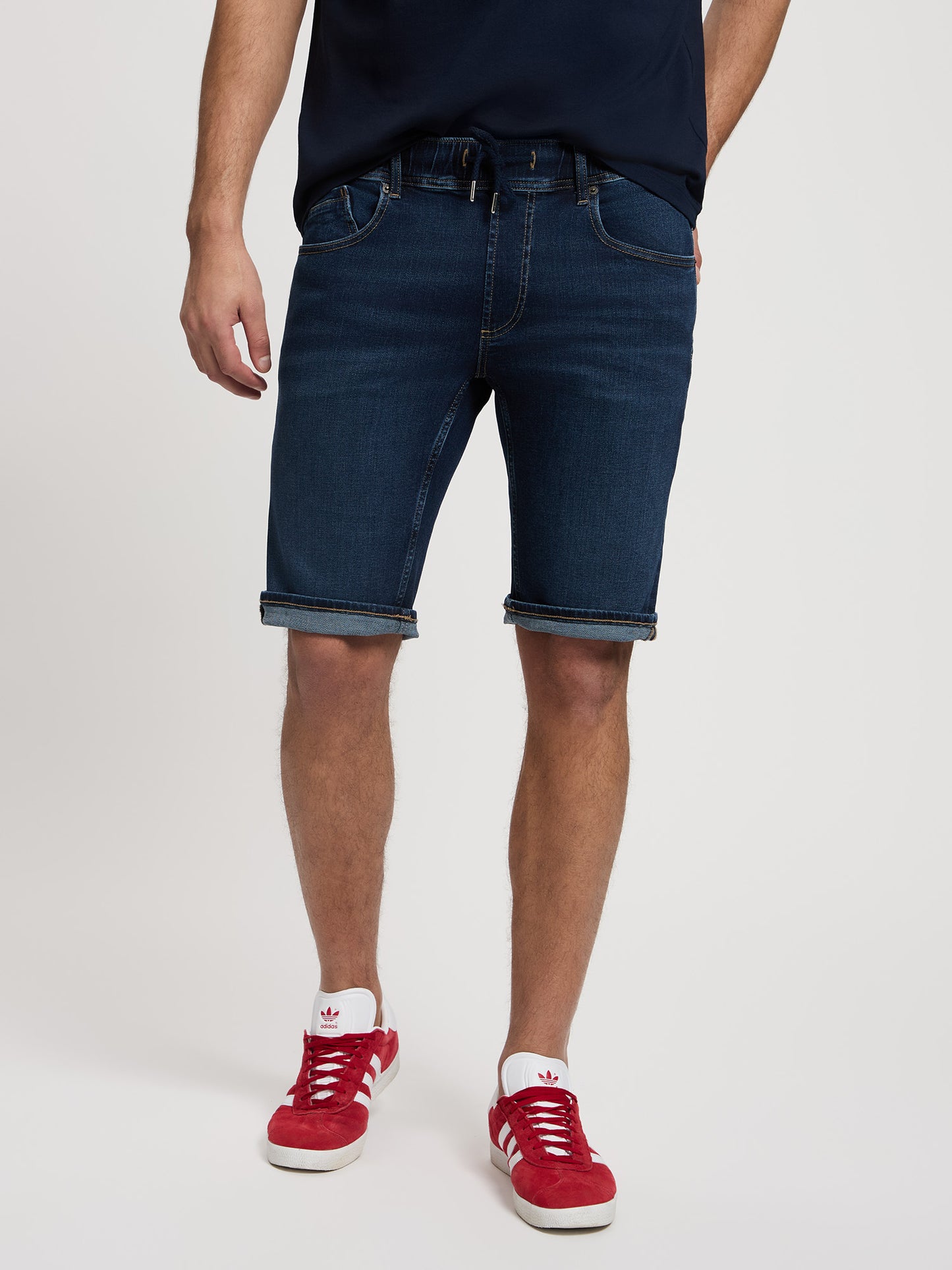 Jed Herren Jeans Joggershorts dunkelblau