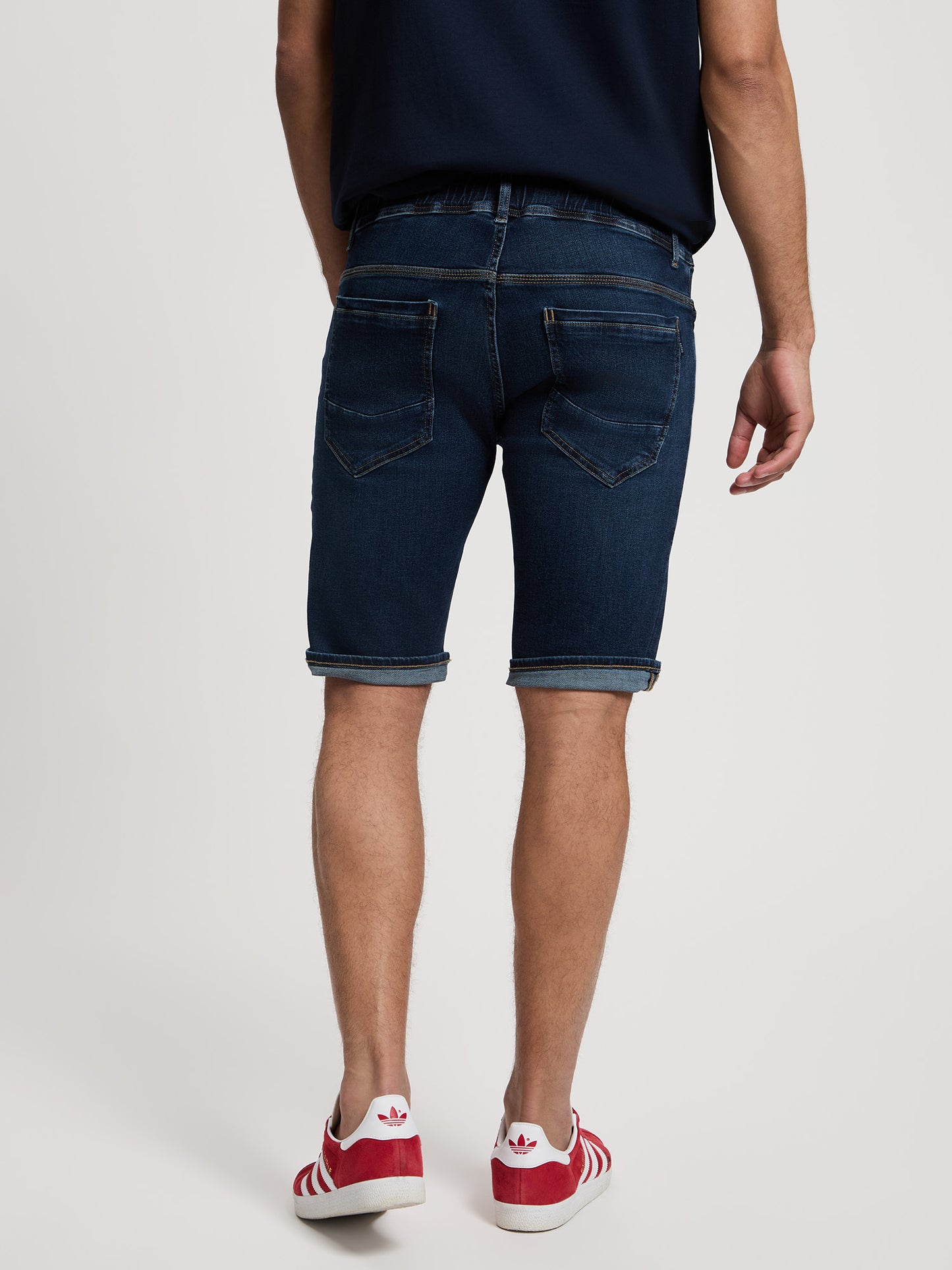 Jed Herren Jeans Joggershorts dunkelblau