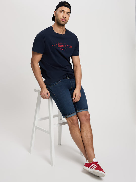 Jed Herren Jeans Joggershorts dunkelblau