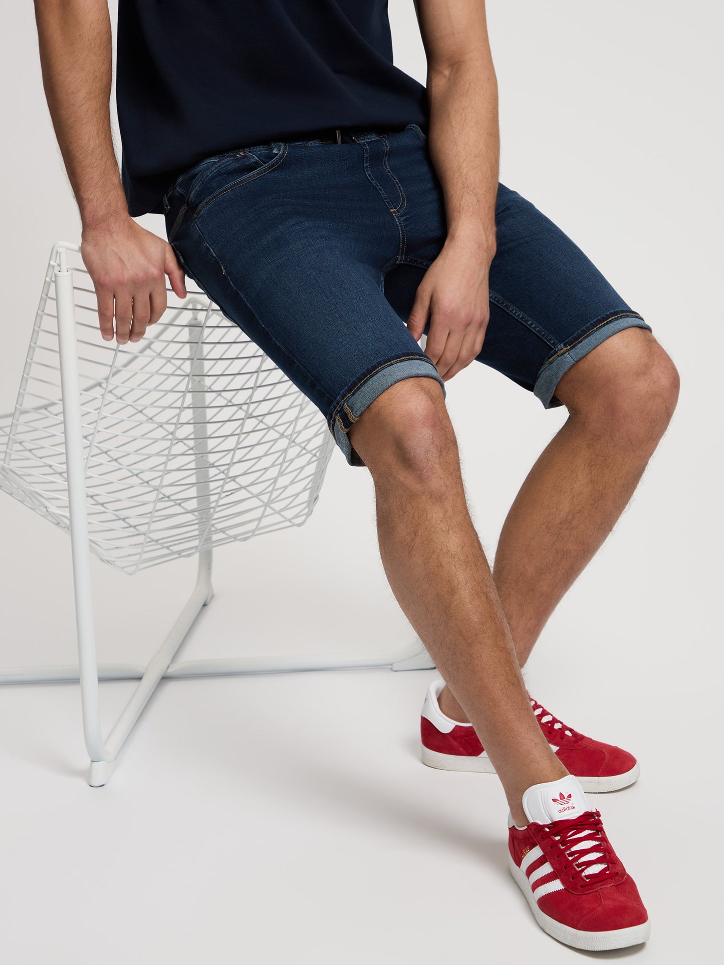 Jed Herren Jeans Joggershorts dunkelblau