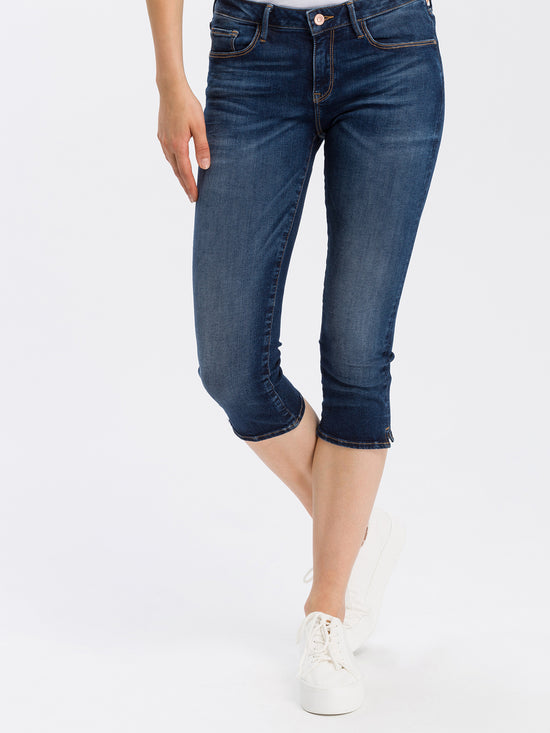 Amber Damen Jeans Capri dunkelblau