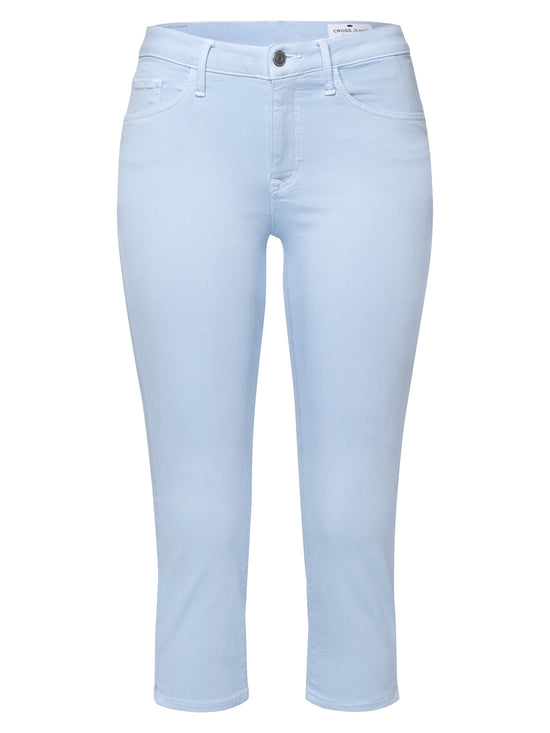 Amber Damen Jeans Capri hell blau