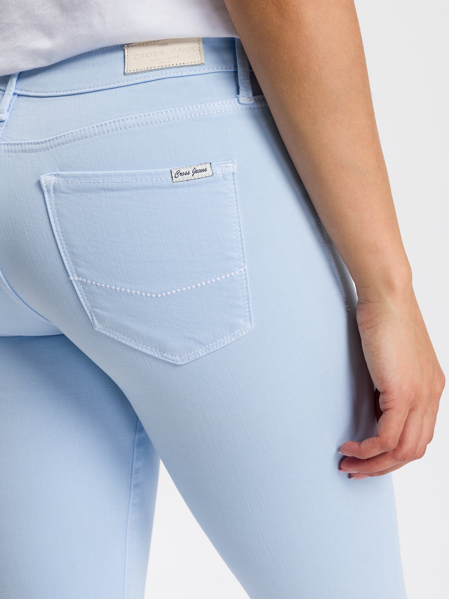 Amber Damen Jeans Capri hell blau