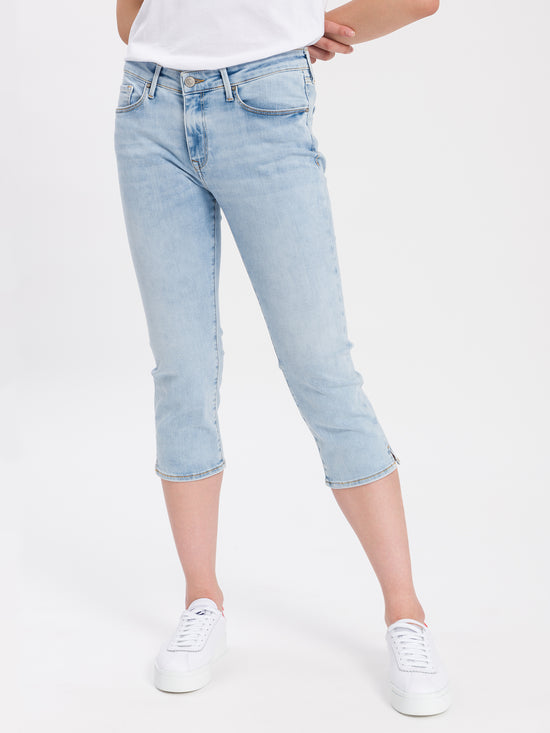 Amber Damen Jeans Capri hellblau
