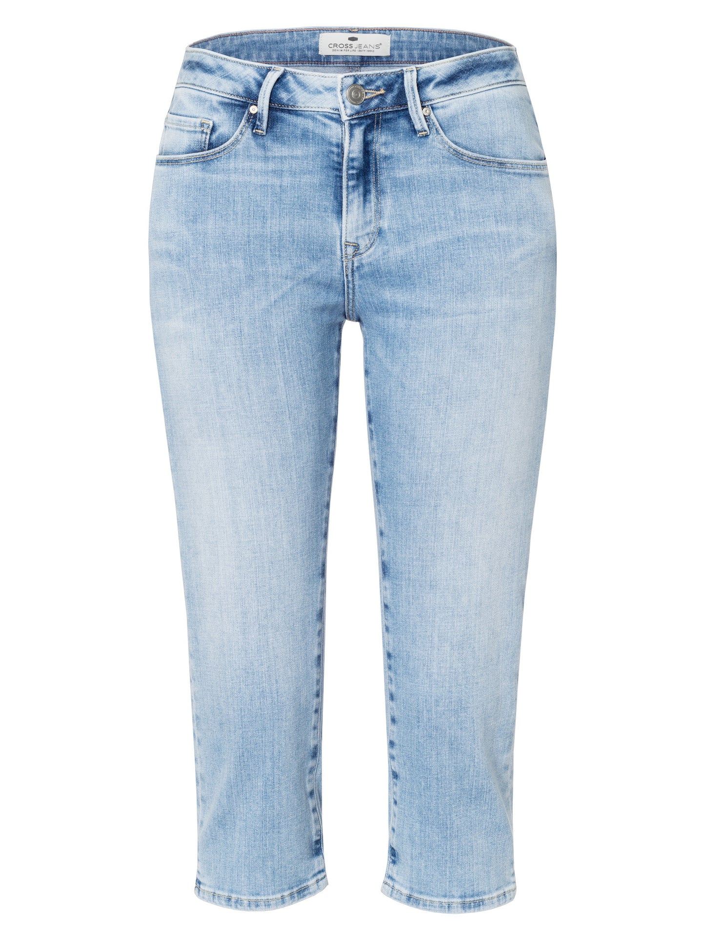 Amber Damen Jeans Capri hellblau