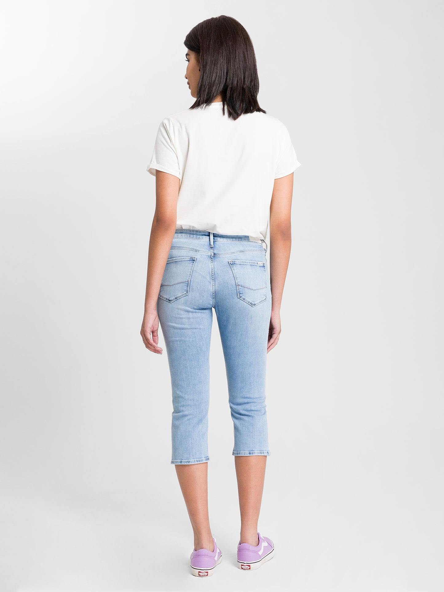 Amber Damen Jeans Capri hellblau