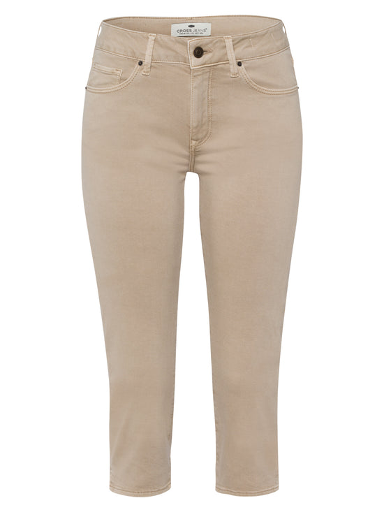 Amber women's slim fit capri jeans beige.