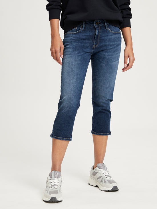 Amber Damen Jeans Capri dunkel blau