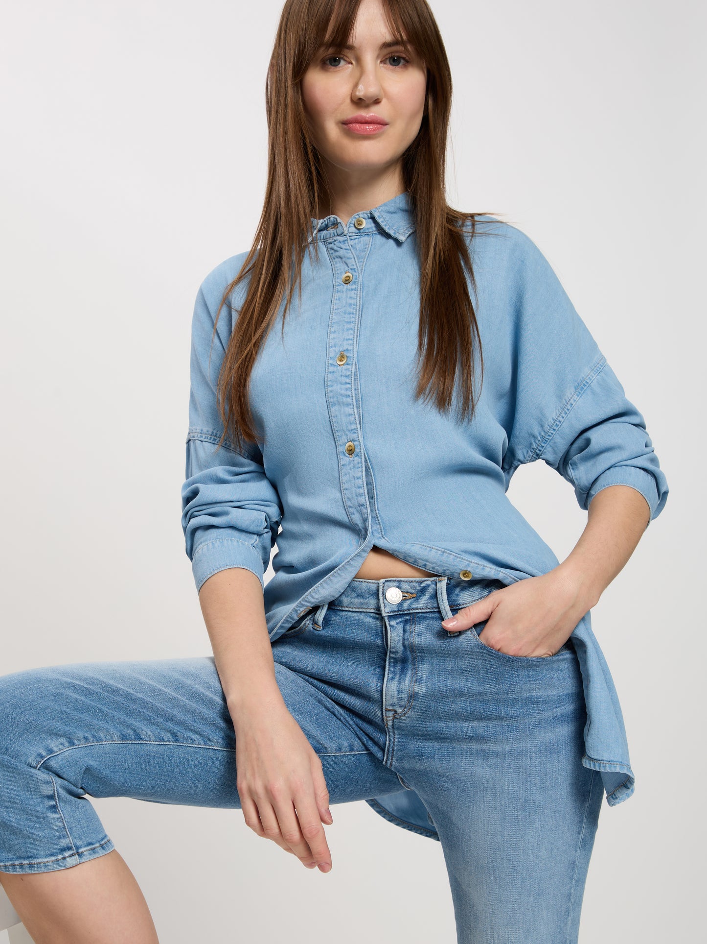 Amber Damen Capri helles mittelblau