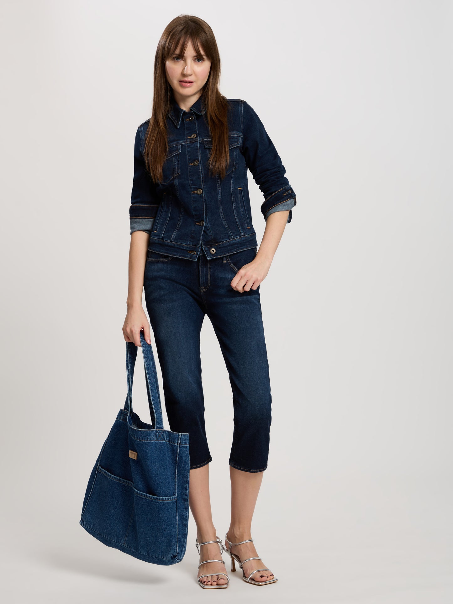 Amber Frauen Jeans Shorts Slim tiefblau verwaschen