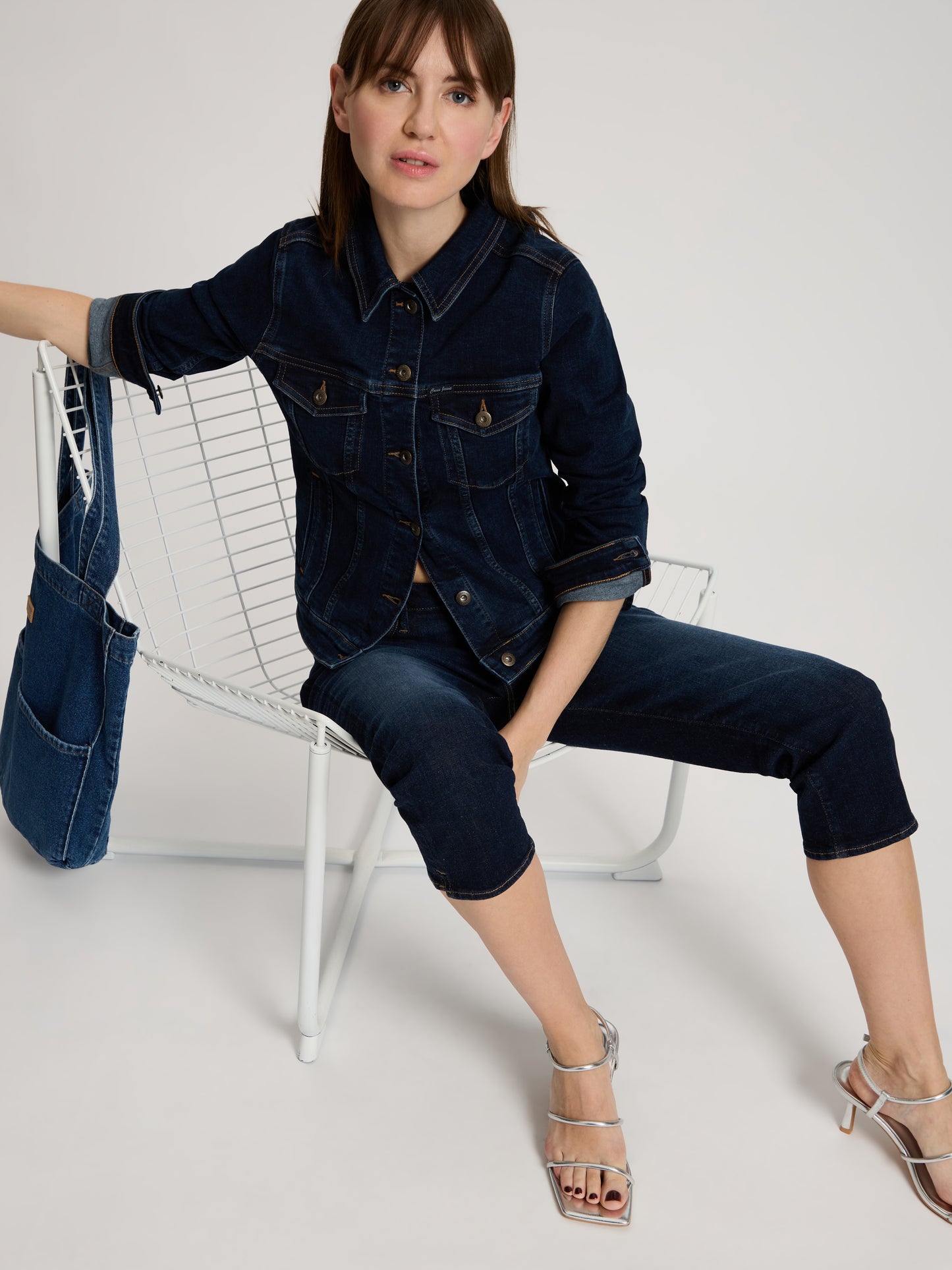 Amber Frauen Jeans Shorts Slim tiefblau verwaschen