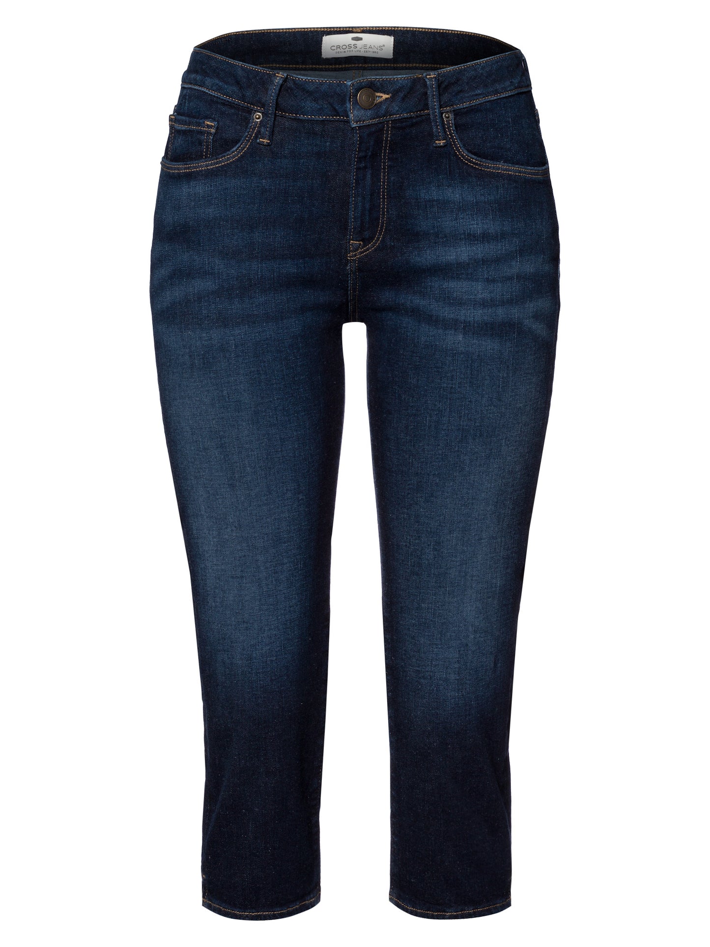 Amber Frauen Jeans Shorts Slim tiefblau verwaschen