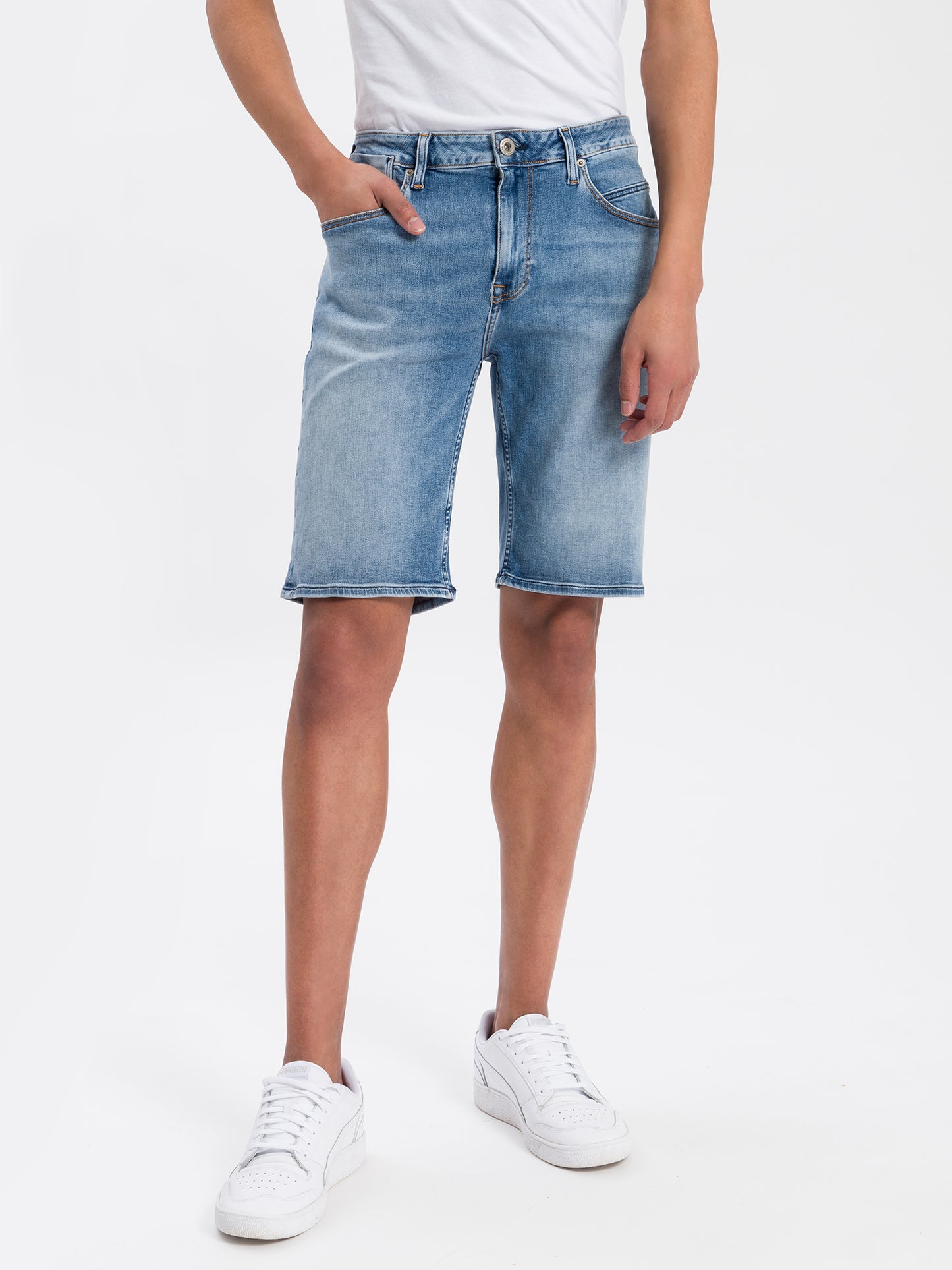 Jim men's jeans slim shorts light blue