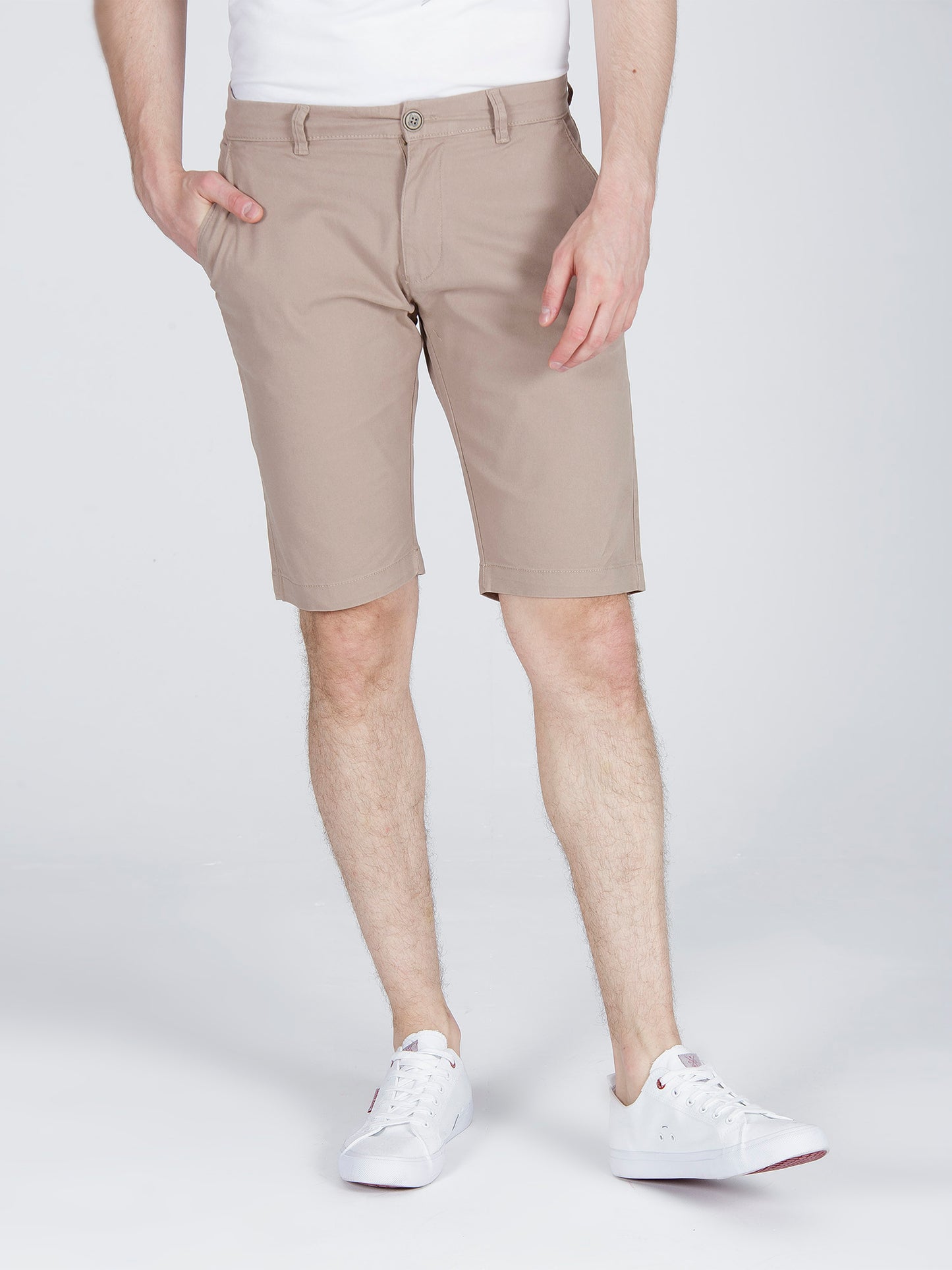 Leom Herren Jeans Regular Shorts beige