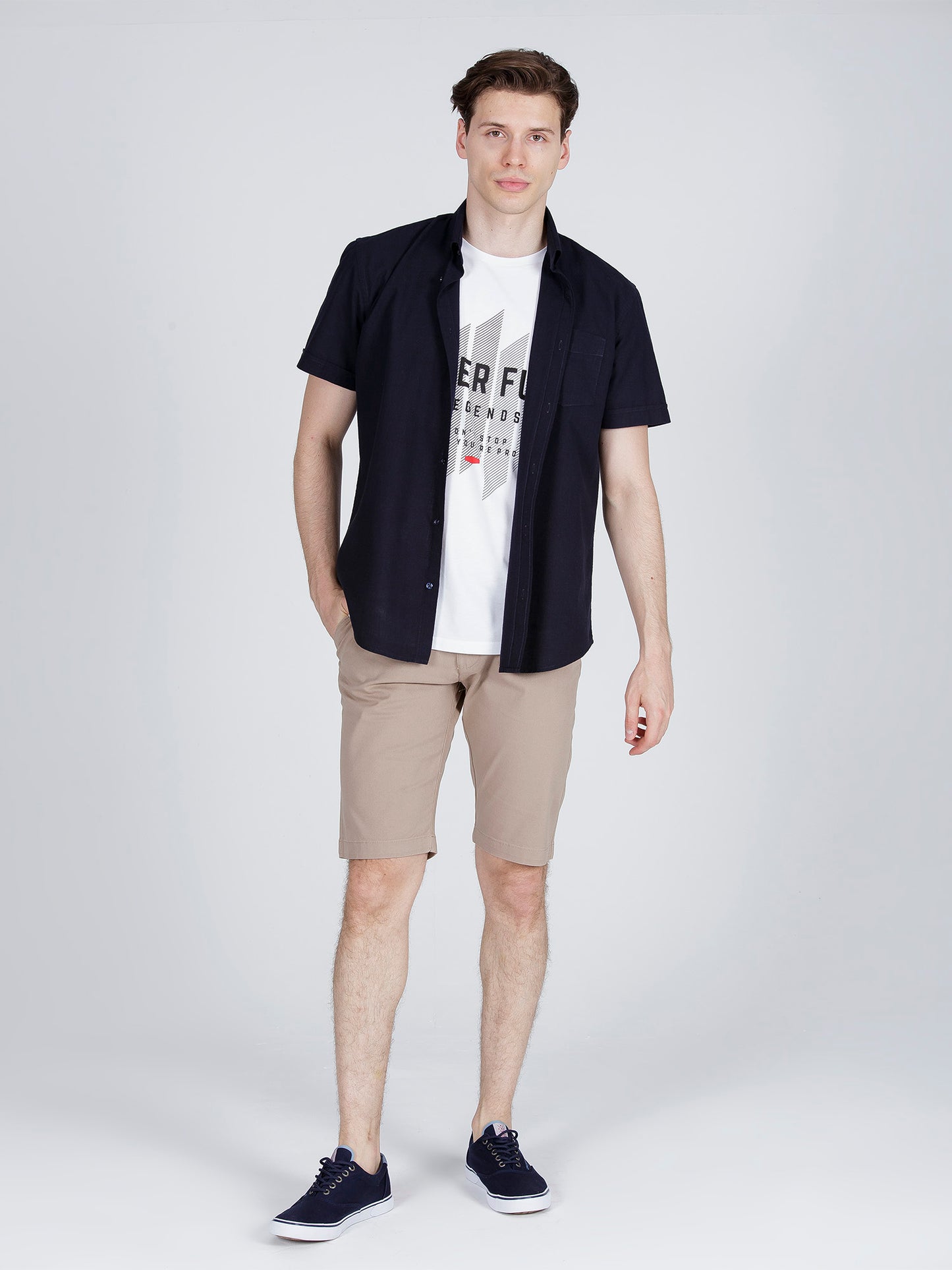 Leom men's jeans regular shorts beige