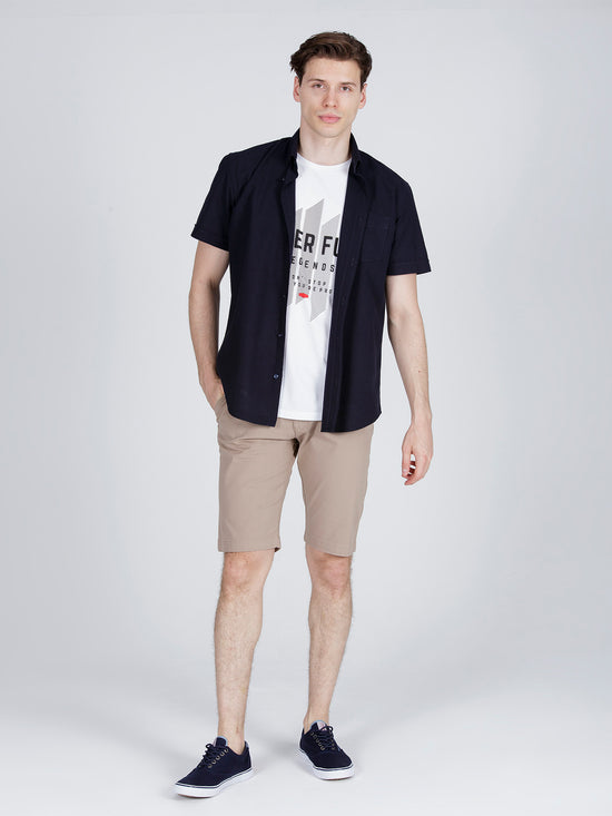 Leom men's jeans regular shorts beige