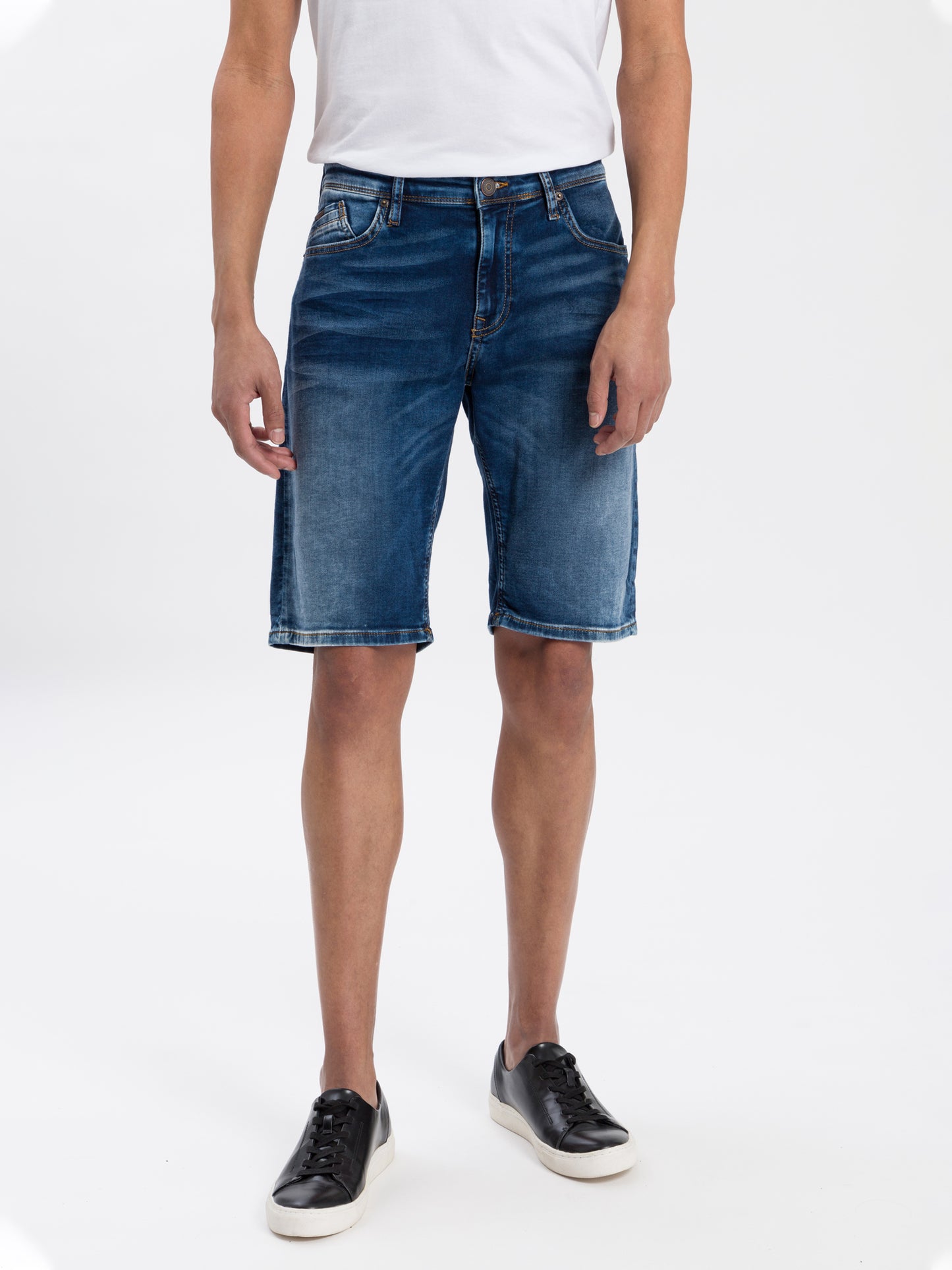 Leom Herren Jeans Shorts Regular dunkelblau