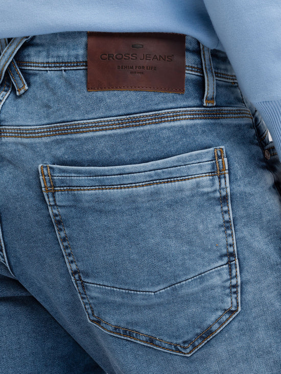 Leom Herren Jeans Shorts Regular hellblau