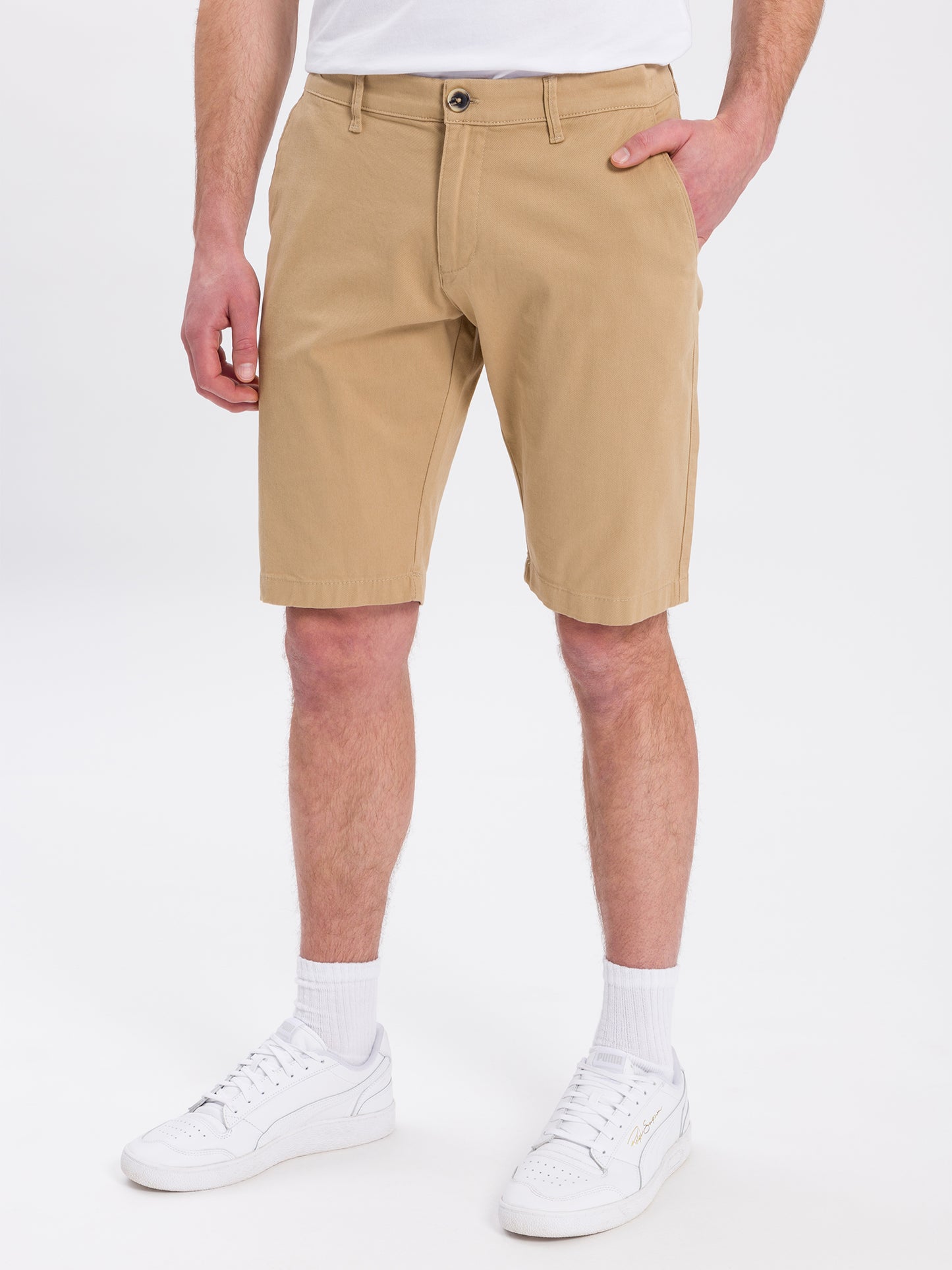 Leom Herren Jeans Regular Shorts braun