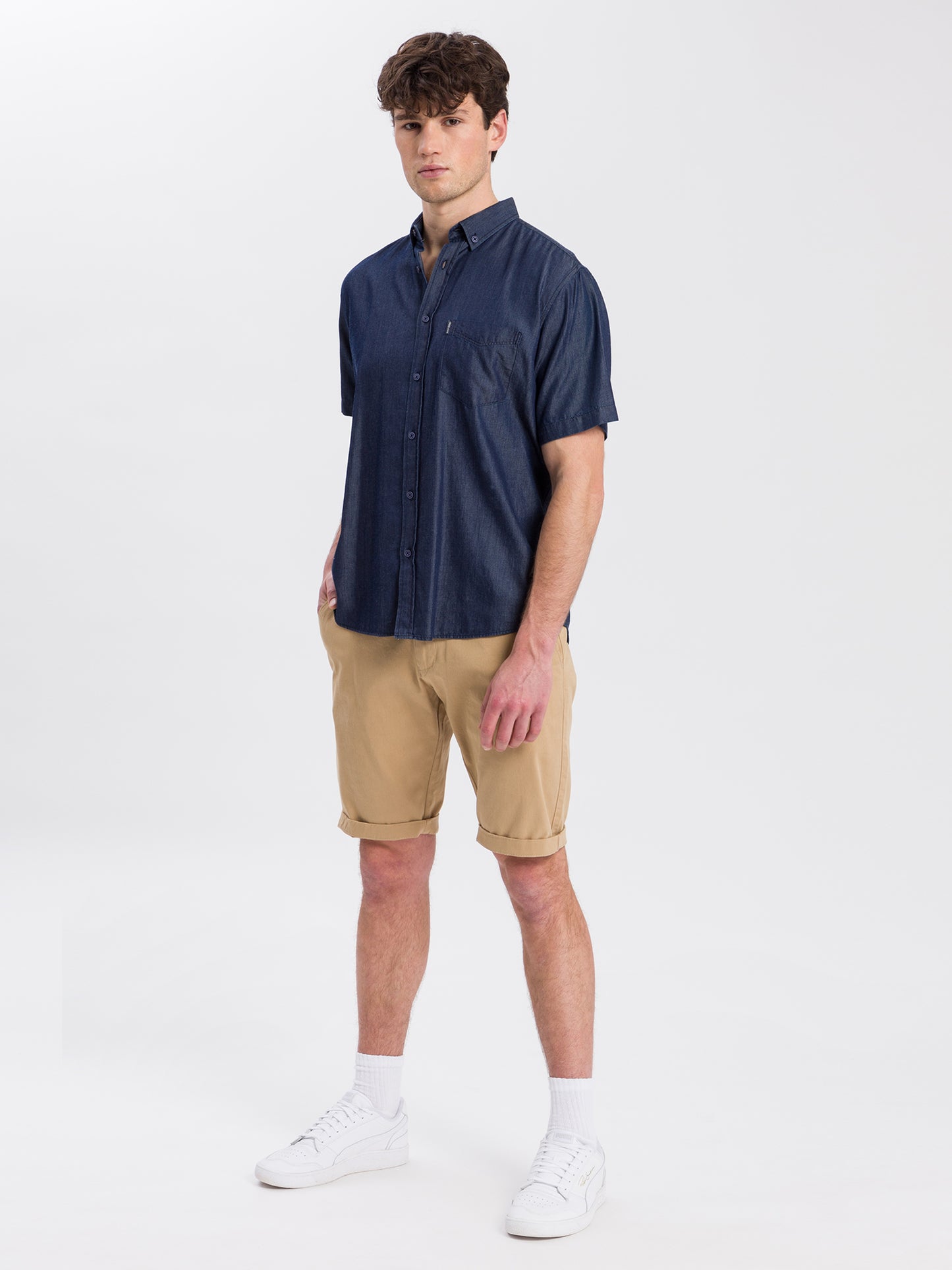 Leom men's jeans regular shorts brown