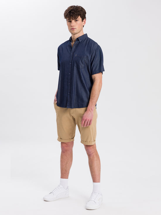 Leom men's jeans regular shorts brown