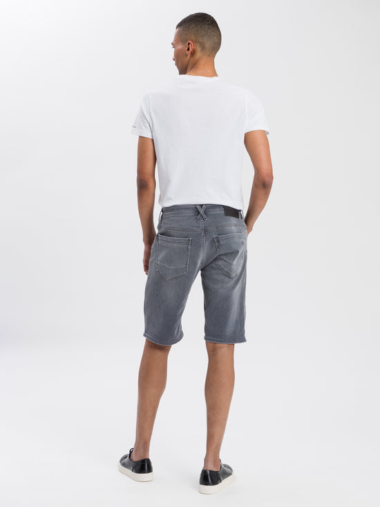 Leom Herren Jeans Regular Shorts grau