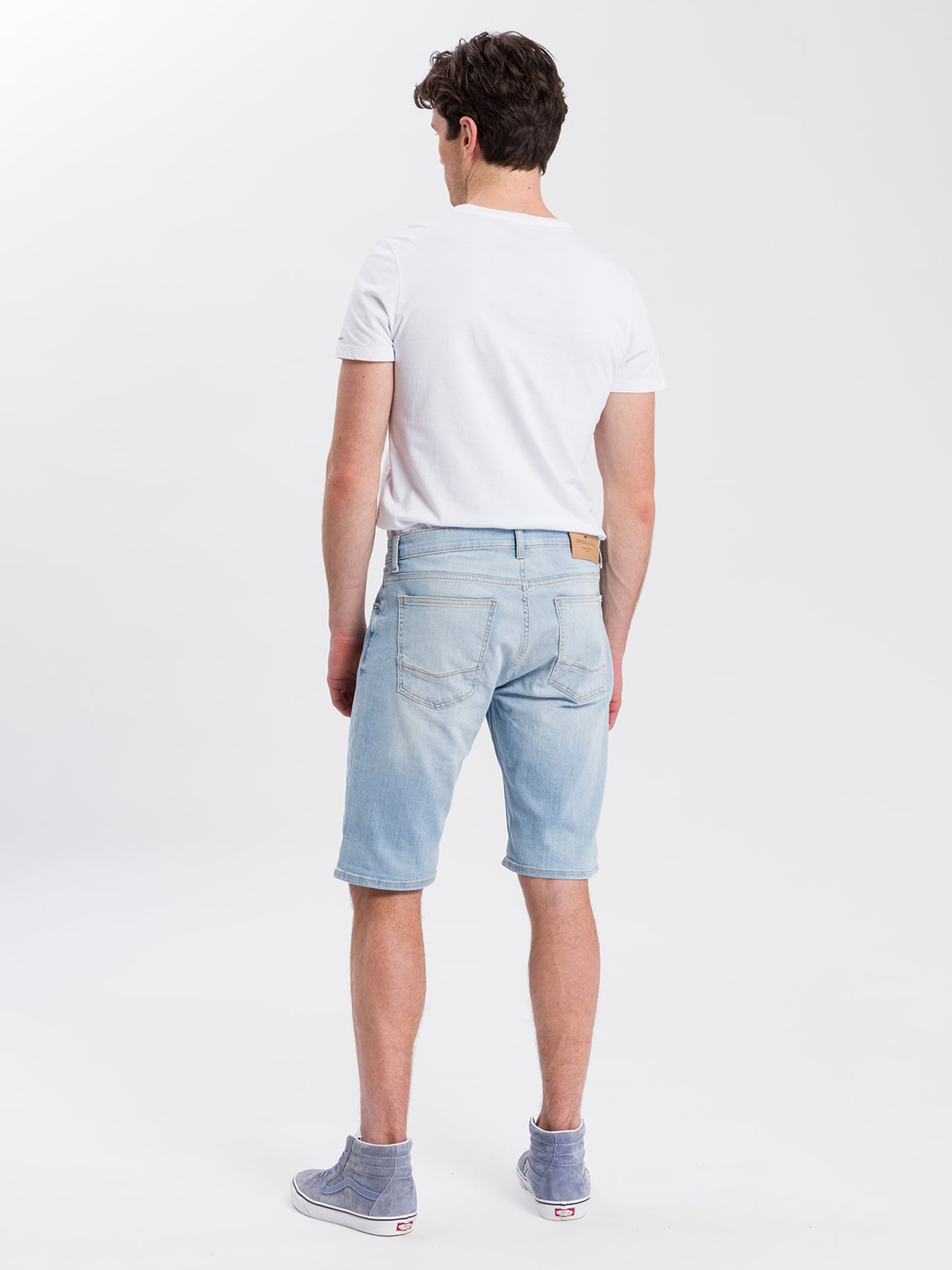 Leom Herren Jeans Regular Shorts hellblau