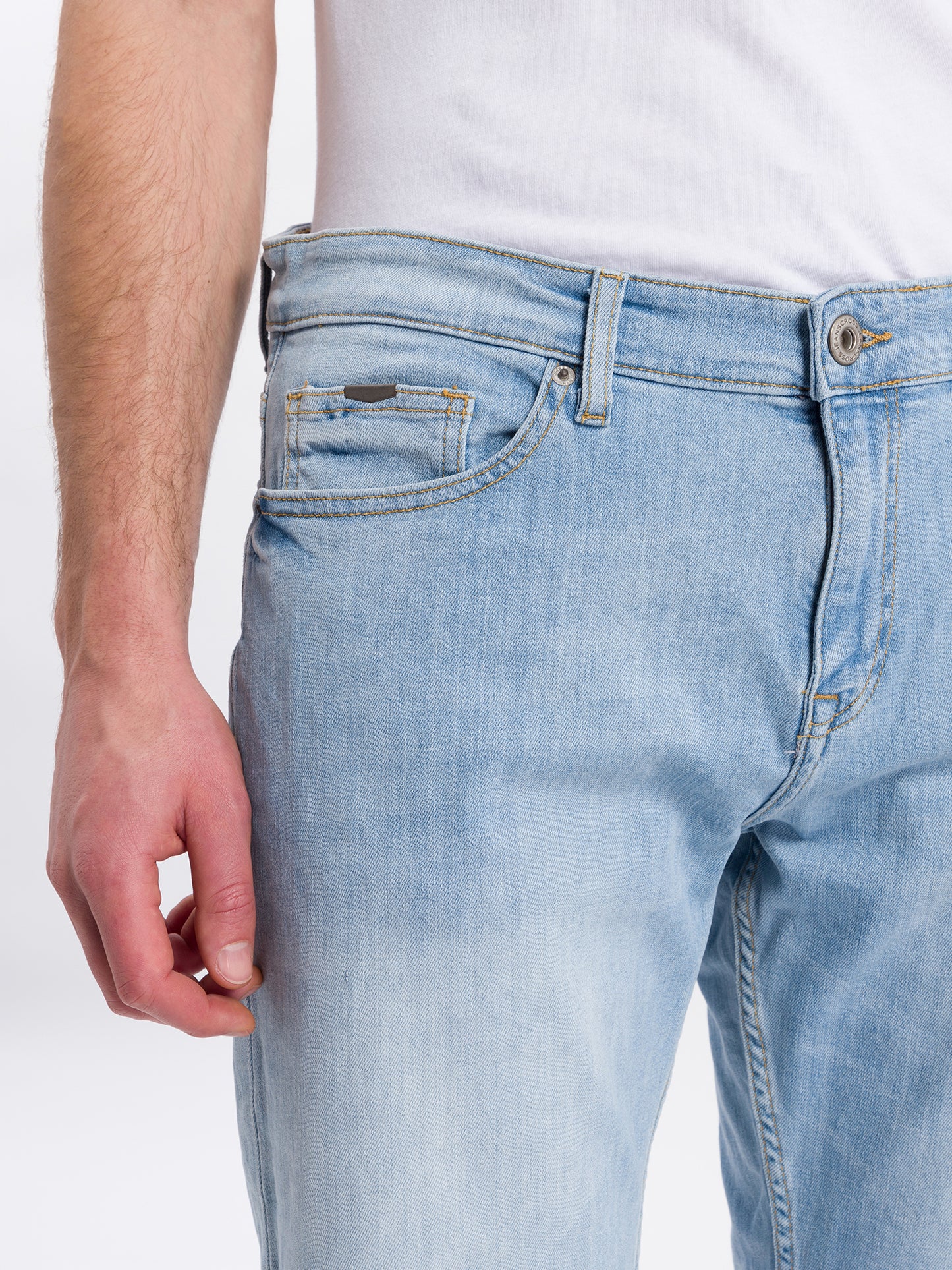 Leom Herren Jeans Regular Shorts hellblau