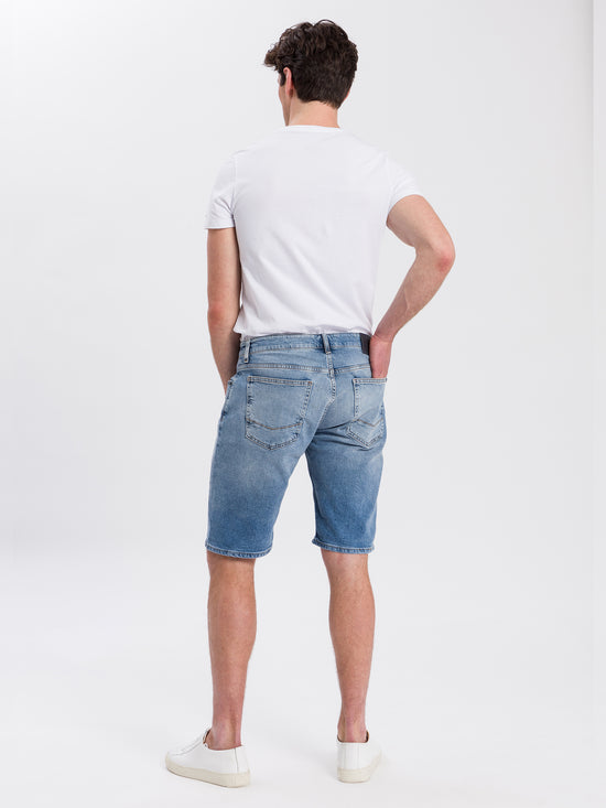 Leom Herren Jeans Regular Shorts hell blau