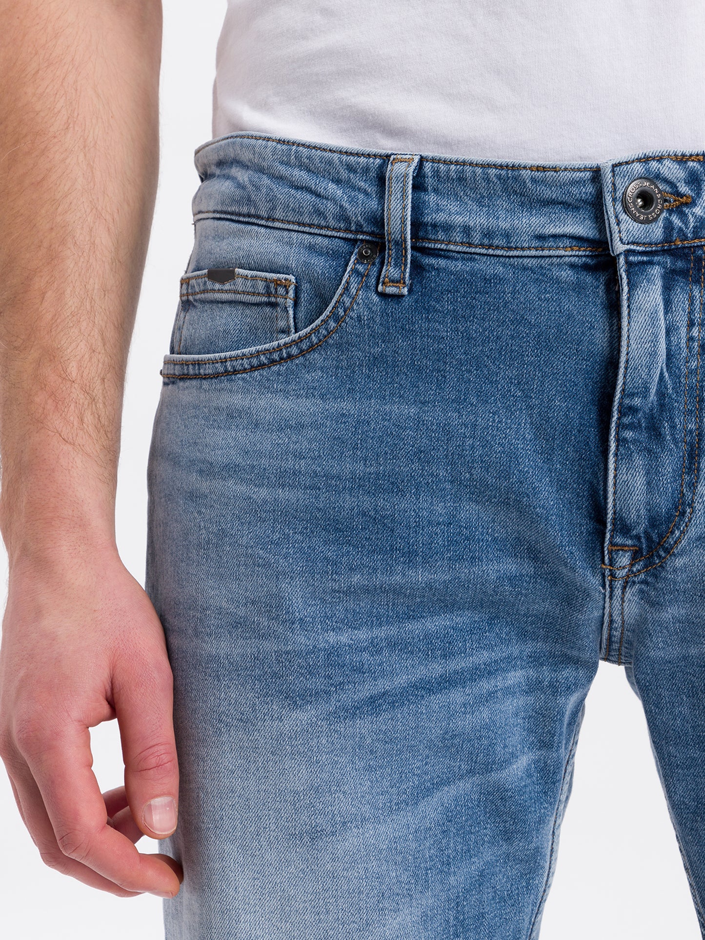Leom men's jeans regular shorts light blue