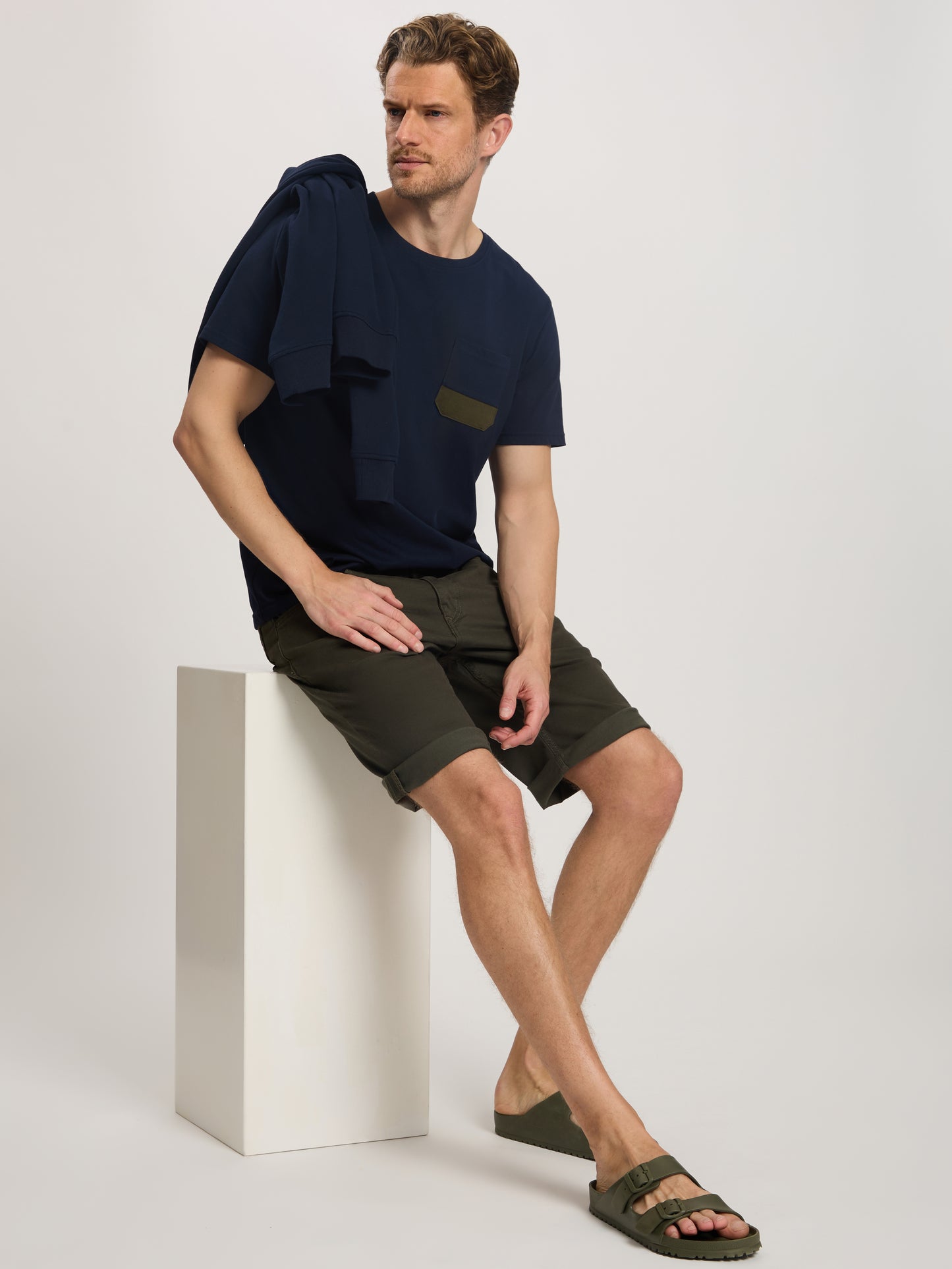 Leom men's jeans shorts regular in khaki