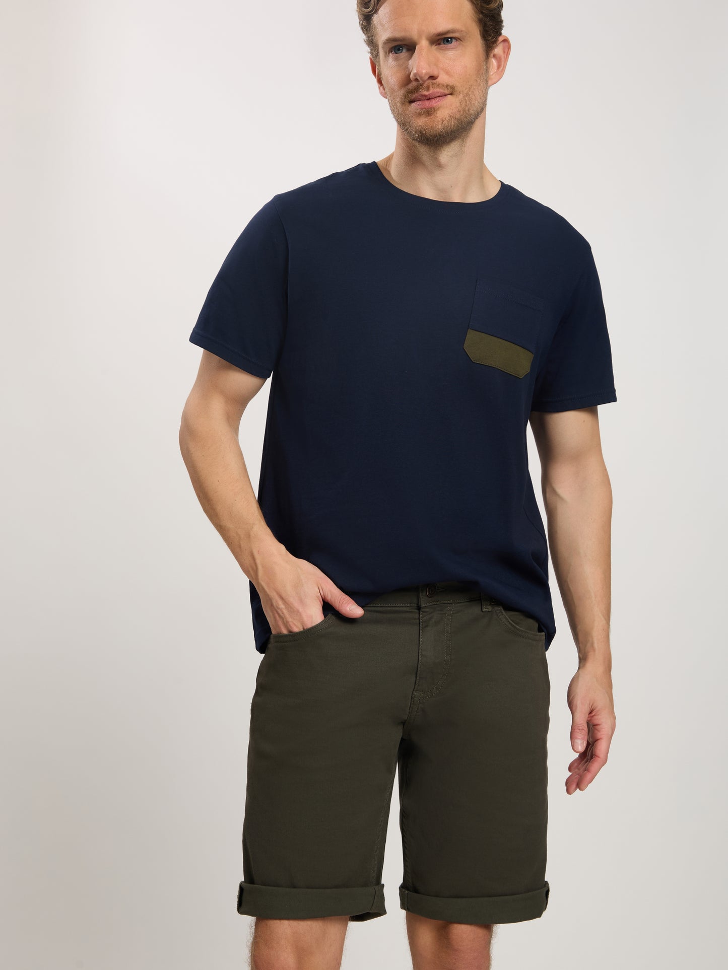 Leom men's jeans shorts regular in khaki