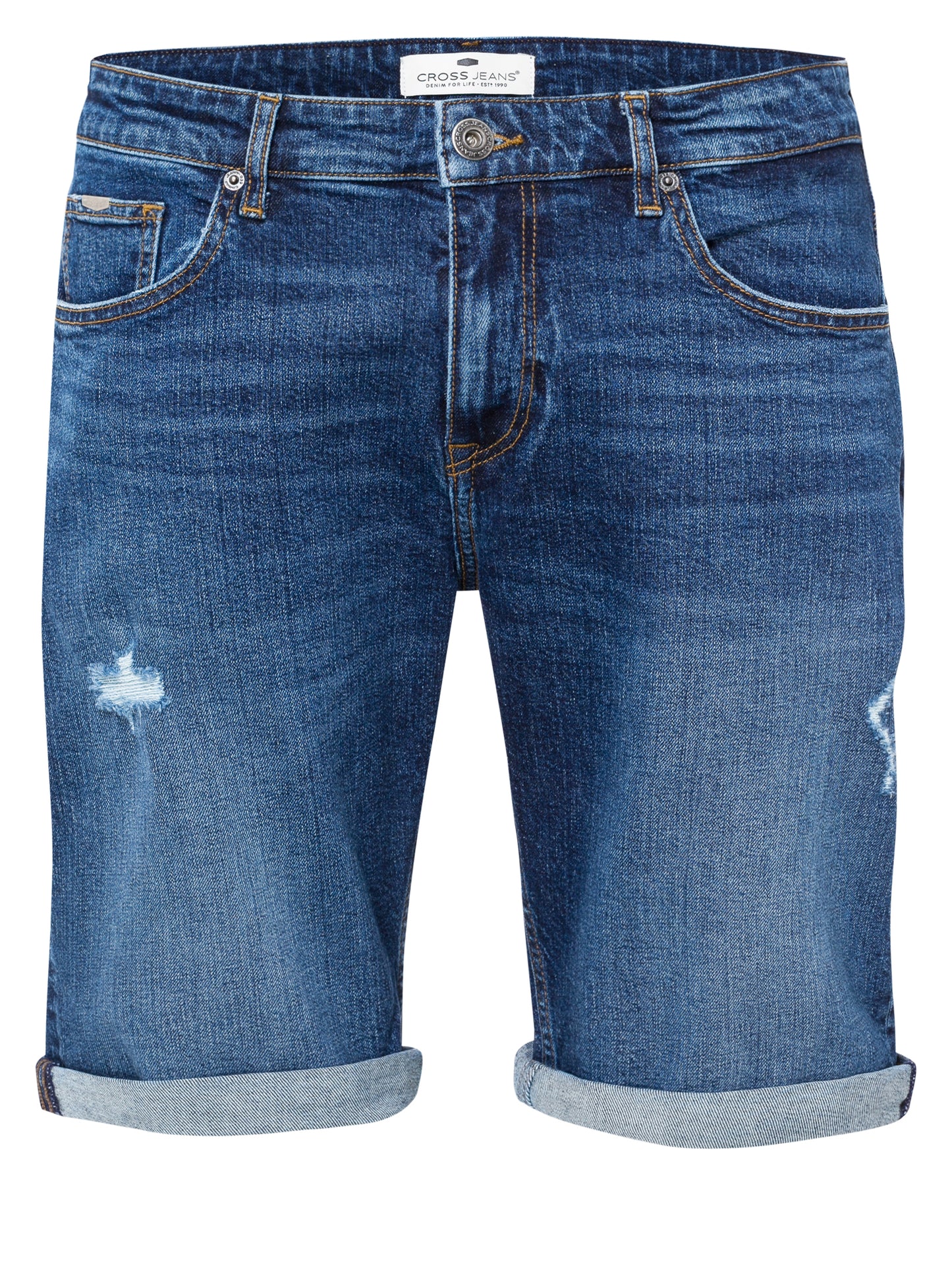 Leom Herren Jeans Regular Shorts blau